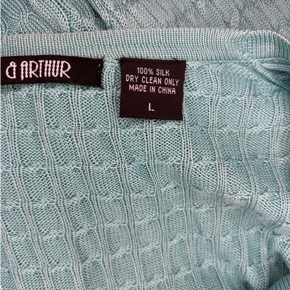 Evelyn & Arthur Women’s V Neck, Button Down Silk Sweater Cardigan, Green, size L - Picture 8 of 10